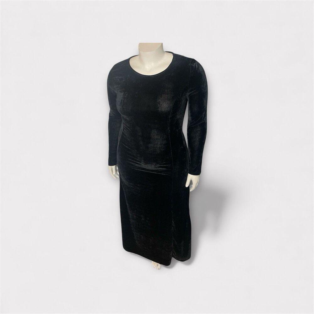 Urban Coco Womens‎ Dress 2XL Black Maxi Long Sleeve Velvet Whimsigoth Holiday
